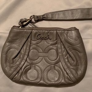 Coach Signature Pewter Wristlet